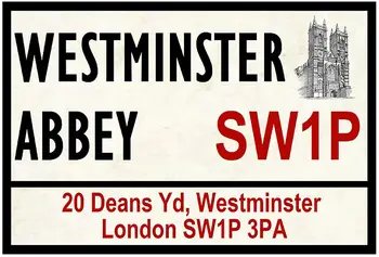 TNND Westminster Abbey, Ulica prometnih Znakov Kovinsko Ploščo Plošča Aluminij Metal Prijavite 8X12 Cm