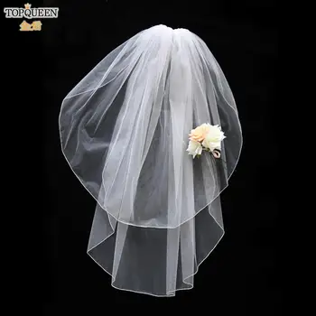 TOPQUEEN V15 poročni veil slonokoščena bela nevesta tančico dvoslojne poroko veils z glavnik, poročni dodatki, Poročno obleko, tančico