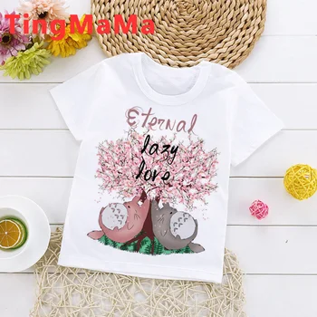 Totoro Živahen Stran t-shirt majica s kratkimi rokavi dekliška otroci otrok poletje Anime risanke Luštna obleka