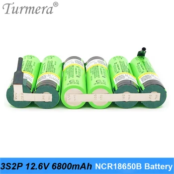 Turmera 12V 18650 Baterijo 3S2P ncr18650b 6800mah 10.8 V 12,6 V Spajkanje Baterija za Izvijač Baterije po Meri