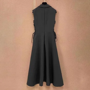 TWOTWINSTYLE Povoj Čipke Črno Obleko Za Ženske River brez Rokavov Visoko Pasu Ruched Elegantne Obleke Ženska Moda Nov Slog