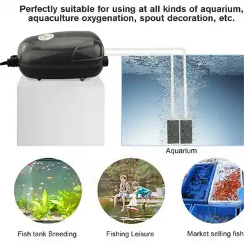 Ultra-Tiho Akvarij Črpalka Zrak Velikih Zraka Izhod 2 Luknje Fish Tank Povečanje Kisika Črpalke Zračni Kompresor Dodatki