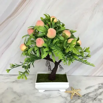Umetne Rože Rastlin Majhne Bonsaj Simulacije Rdeče Jabolko Drevo Peach Tree Oranžna Bonsaj Za Dom Vrt Dekoracijo