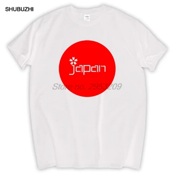 Unisex Japonska Majica Bele tee z rdečo Japonsko zastavo logotip Cotton Tee Darilo Enotna