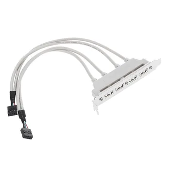 USB 2.0 4 Vrata Zadnja Plošča PCI Nosilec Dvojni 9-Pin za Matično ploščo Glave Kabel FEA889