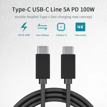 USB C do USB Tip C Kabel za telefon Android Hitro Polnjenje 5A 100W PD Hitro Polnjenje za prenosnik Tip-C Naprav