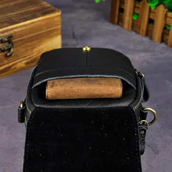 Usnje Moški Priložnostne Oblikovanje Črna Mini Ramenski Messenger bag Večfunkcijsko Modni Pas Pasu vrečko Potovanja Majhna Torbica Moških 6807-b