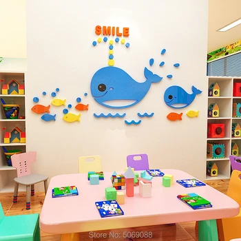 Ustvarjalne delfinov, nalepke, 3d otroška soba, kopalnica, plavanje akril dekoracijo ozadju stenske nalepke