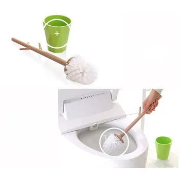 Ustvarjalne drevo v obliki toaletne ščetke nastavite snemljiv kopalnica ščetko za wc ščetko cleaner (zelena)