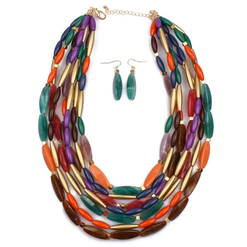 V evropi in Združenih državah zunanje trgovine moda pretirana multi-layer dveh barvnih kroglic ogrlica proizvajalci w