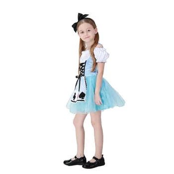 VASHEJIANG Otroci Alice v Čudežni deželi Devica Kostum Kigurumi Devica Obleko Halloween Kostum za Dekle Otrok Fancy Stranka Obleko Obleko