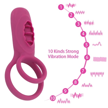 VATINE Jezika Željah Vibrator Cockring Sex Igrače Za Odrasle Ženske Masturbator Klitoris Vagine Seks Orodja Za Pare, Daljinsko upravljanje