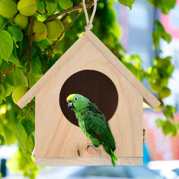 Velika Ptica Gnezdo, Naravni Les, Hiša Ustvarjalnih Papiga Stenske Visi Birdhouse Vrt, Vrt, Dvorišče Dekor Ptic Dobave #Y5