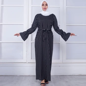 Vestidos Abaya Dubaj Tam Kaftan Turčija Arabski Prugasta Maxi Dolgo Hidžab Muslimansko Obleko Haljo Musulmane Longue Turški Islamska Oblačila