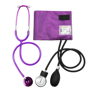 Vijolična Medicinske Krvni Tlak Monitor BP Hlačnice Manometer Roko Aneroid Sphygmomanometer z Srčkan Dvojno Glavo Kardiologija Stetoskop