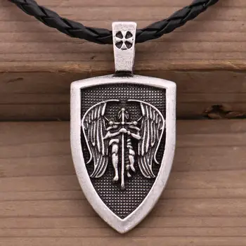 Viking Moških Ogrlica Nadangel St. Michael Zaščito Me Saint Shield Zaščita Obesek Angel Krila Nakit Amulet Talisman Wicca
