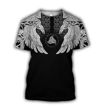 Viking simbol - odin Tatoo 3D Tiskanih moški majica s kratkimi rokavi Harajuku Fashion majica Kratek rokav poletne ulične Unisex tshirt vrhovi WS92
