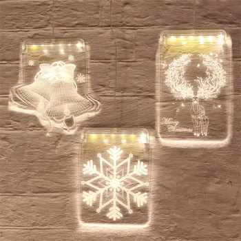 Vila Toplo Bel Božič Okno Bedak Lučka Bell Elk Xmas Tree Snežinka Znak Modela Viseče Luči Baterije Novo Leto Led