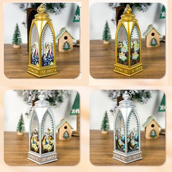 Vintage Verske Dekorativni lahki Prenosni Darilo Obrti Visi Svetilka Počitniških Domov Cerkev Božič Pisane v Zaprtih prostorih LED