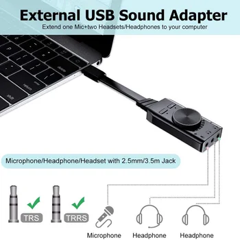 Virtualni 7.1 Kanalni Zvok Kartico GS3 Black Pretvornik Napajalnik, Zunanji USB Audio 3,5 mm Stereo Slušalke Za PC Prenosni Namizni