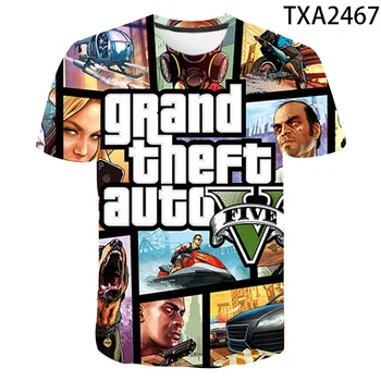 Visoka kakovost 3D Tiskanja Grand Theft Auto Igro Gta Natisne Majica s kratkimi rokavi Moški Ženske Otroci T-Shirt Kratek Rokav Fant Dekle Otroci Vrhovi Tees