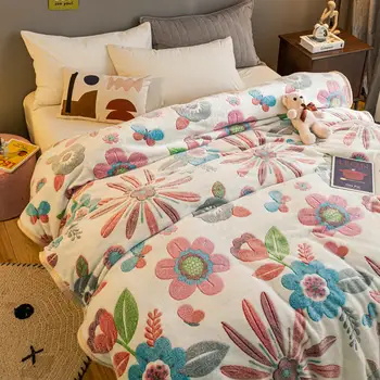 Visoka Kakovost Coral Runo sončnično odejo za kavč dekoracijo debelo odejo, toplo kritje posteljo darilo