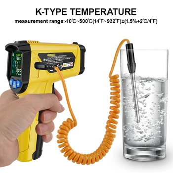 Visoke Temperature, Infrardeči Laser Elektronski Termometer Pisane Zaslonu Ne Dobite Thermometro Pyrometer IR Termometer Pištolo
