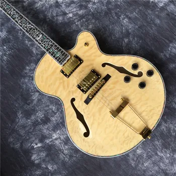 Visoko kakovost šest-string jazz pol-votlih električna kitara. Palisander fingerboard lupini vaza vdelan kitara, top kvaliteta