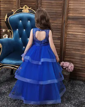 Visokokakovostnih elegantno Dekleta Obleke z Dolgimi rokavi svile Čipke Božič Obleko Poročno zabavo Obleko Za Dekle Otrok Princesa Obleke