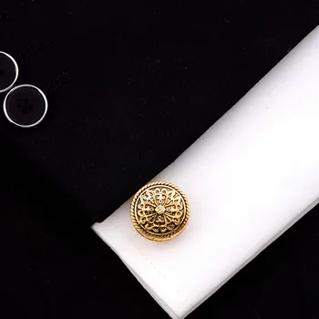 Vklesan Starinsko Zlato, Srebro-barva grška Kraljeva Vzorec zapestne gumbe, Banket Obleko Srajco francoski manšetni High-end je Nakit za Moške, Darila