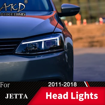 Vodja Svetilka Za Avto VW Jetta Mk6 2011-2018 R8 Oblikovanje Luči Luči za Meglo Dan Teče Luči DRL H7 LED Bi Xenon Žarnica Avto Opremo