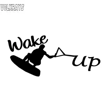 Volkrays Ustvarjalne Avto Nalepke Wakeboard Smučanje, Odsevni Dodatki Nepremočljiva Vinilne Nalepke Črna/Srebrna,6 cm*16 cm