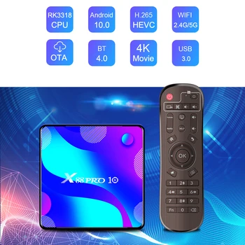 VONTAR X88 PRO Android 10.0 Smart TV Box Android 10 4G 64GB 128GB TVBOX Rockchip RK3318 BT Youtube 4K Set Top Box Media player