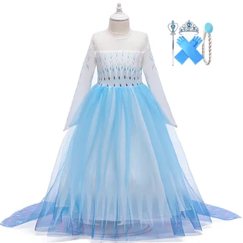 Vroče Elsa 2 Dekleta Obleka Elsa Stranka Obleko Vestidos Cosplay Dekle Oblačila, Ana Rojstni dan Princesa Obleko Otroški Kostum za Božič