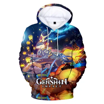 Vroče Igre Genshin Vpliv 3D Natisne Majica s Kapuco Moški Ženske Priložnostne Harajuku Hoodie Sweatshirts Modni Flis Jakno Plašč