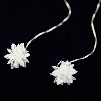 Vroče Prodaje Dolgo Ledu cvet 925 Sterling Srebrni Uhani Za Ženske, Modni Nakit funt-srebrni-nakit pendientes