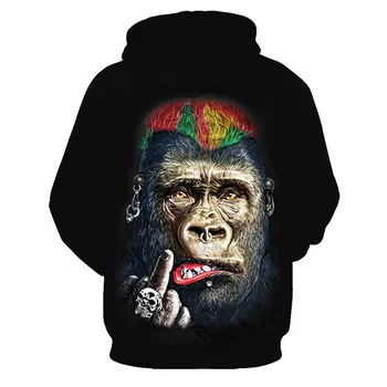 Vroče Prodaje Opica/orangutan 3D Hoodies Priljubljene Ženske/Moški Jesensko Zimsko Jakno Priložnostne Hooded Majica debelo in drobno