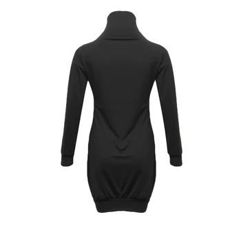 Vroče Prodaje Toplo Turtleneck Dolg Rokav Obleka Čar Ženske Vestidos 2020 Jesen Zima Mešanica Bombaža Mini Obleka Priložnostne Trdna Obleke
