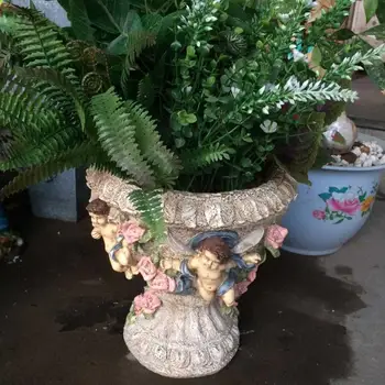 Vrtnarjenje Na Prostem Kupid Flower Fairy Angel Okraski Cementa Mesnate Rastline Cvetlični Lonček Dekoracijo Dvorišče, Park Figurice Obrti