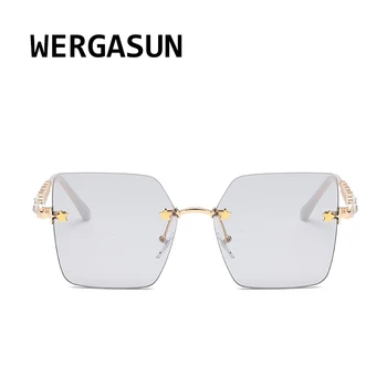 WERGASUN Nosorogovo sončna Očala Ženske Modni Kvadratnih Diamond Očala za Sonce, Kristalno Letnik Odtenki Očala UV400