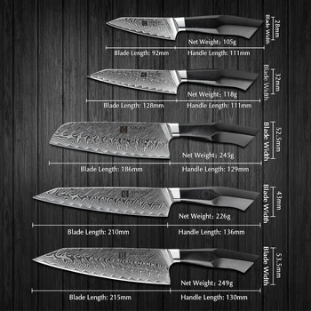 XINZUO 5PCS Profesionalni Kuhinjski Nož Set Kovani Damask Jekla, Kuhinjo, Jedilni pribor iz Nerjavečega Jekla Kuhinja VG10 kuharski Nož Določa