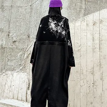 XITAO Mozaik Gumb Vzorec Tiskanja Obleka Ženske 2020 Jeseni Priložnostne Modni Slog Temperament O Vratu Poln Rokav Obleka ZP2500