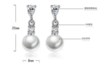 XIYANIKE Luksuzni 925 Sterling Silver Pearl AAA CZ Cirkon Moda Tassel Uhani Za Ženske Funt-srebrni-nakit VES6429