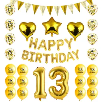 YAAAS! 39pcs Happy Birthday Balon Število Konfeti Baloni Kit Odraslih Zlato Rojstni Okraski Potrebščine Otroci Fant Dekleta