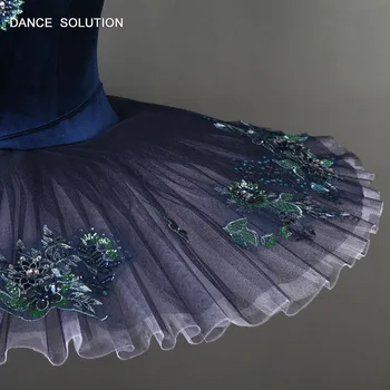 YAGP Temno modra strokovno balet ples tutu kostum za dekleta in ženske solo plesna predstava, palačinka tutus kostum BLL085