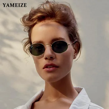 YAMEIZE Retro Ovalne Ženske sončna Očala Modni Moški Očala Lady Luksuzni Okrogla sončna Očala Letnik Ogledalo Oculos De Sol Gafas UV400