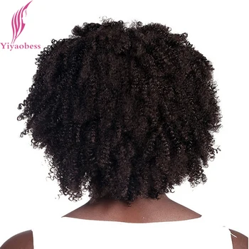Yiyaobess 35 cm Kratek Afro Kinky Kodraste Lasuljo Sintetičnih Las Toplotno Odporen African American Lasulje Za Black Ženske