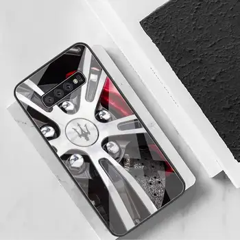YJZFDYRM Kolo za Maserati Logotip Silikon TPU Telefon Primeru Kaljeno Steklo Za Samsung S20 Plus S7 S8 S9 S10 Plus Opomba 8 9 10 Plus