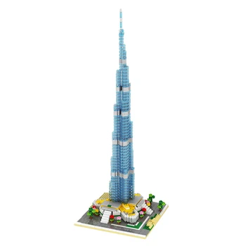 YZ 053 Svetovno Znane Arhitekture Burj Khalifa Stolp 3D Model Mini Diamond gradnji Malih Bloki, Opeke Igrača za Otroke, št Polje