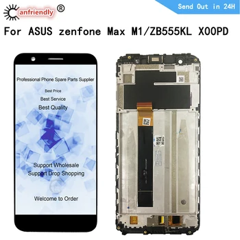 Za ASUS Zenfone Max M1 ZB555KL X00PD LCD-Zaslon, občutljiv na Dotik Zaslon Računalnike z okvirjem Skupščine zamenjava Plošče Steklo Lcd
